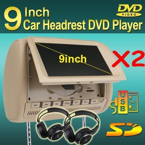 car headrest dvd players 9 beige