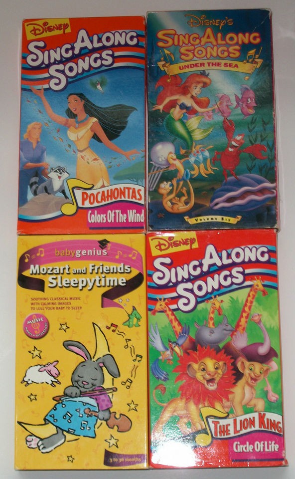   of 3 Disneys Sing A long Songs & Baby Genius Mozart VHS Tapes used
