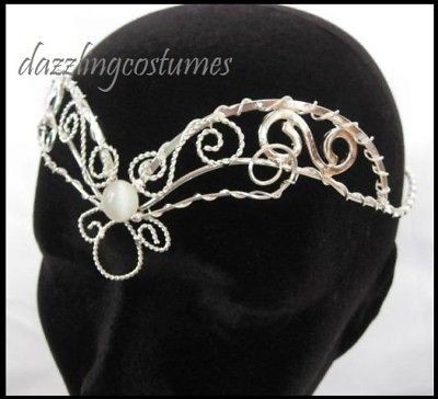   tiara crown silver finish white gem bridal costume accessory stone