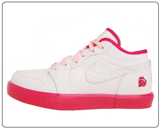 Nike Girls Air Jordan Retro V.1 GS White Storm Pink Valentines Day 