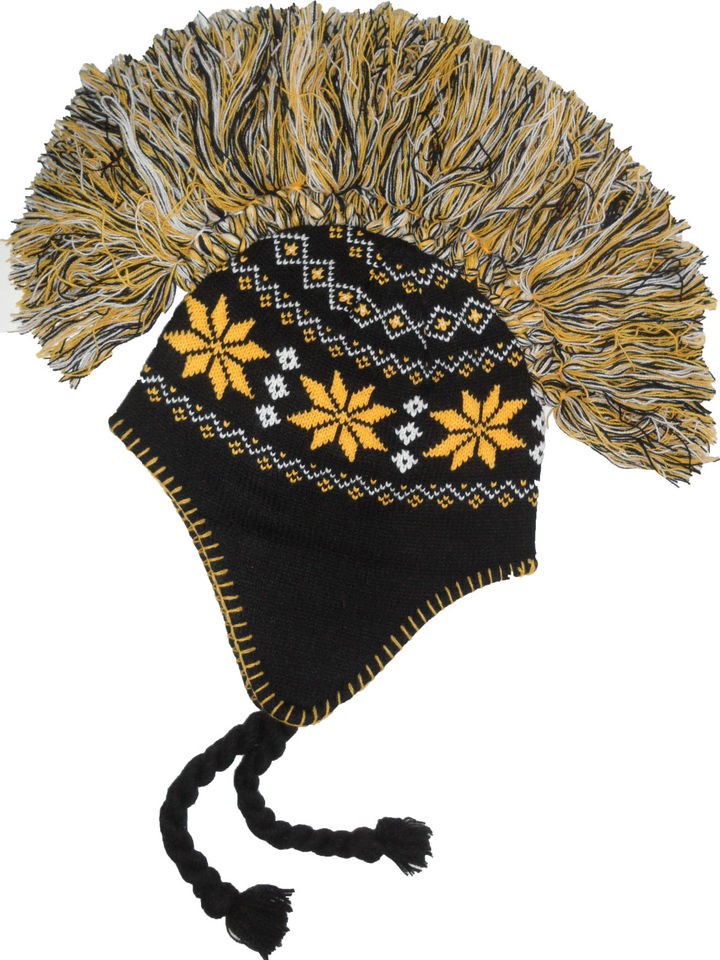 Aviator Mohawk Winter Ski Beanie Warm Knit Hat NFL Pittsburgh Steelers 