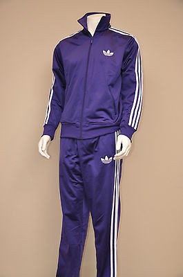   Adi Firebird Mens Track Suit College Purple / White Stripes M