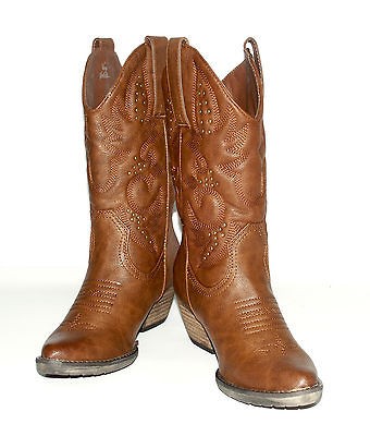 Very Volatile Womens Brittle Brown Fashion Western Boot w/Brass Bling 