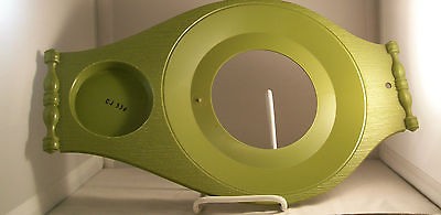 Mid Century Modern Plate and Cup holders, plastic, olive green