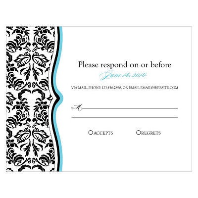   Personalized Love Bird Damask Rsvp Stationery Cards For Invitation
