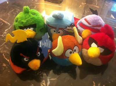 NEW SET OF 6 SPACE ANGRY BIRDS 5 INCH PLUSH CHARACTERS, NEW WITH TAGS 
