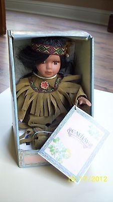 Cathay Collection Porcelain Native American Little Girl Doll NEW