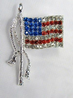   American Flag Pin Brooch Patriotic Red White Blue Design # 0270 New