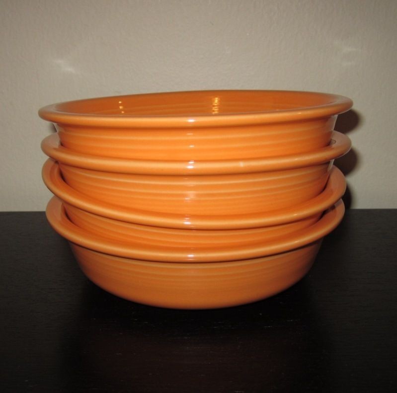FIESTA WARE Homer Laughlin Set of 4 Orange Tangerine Soup Cereal Bowls