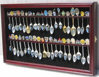 40 Spoon display Case cabinet rack, Hardwood, with door