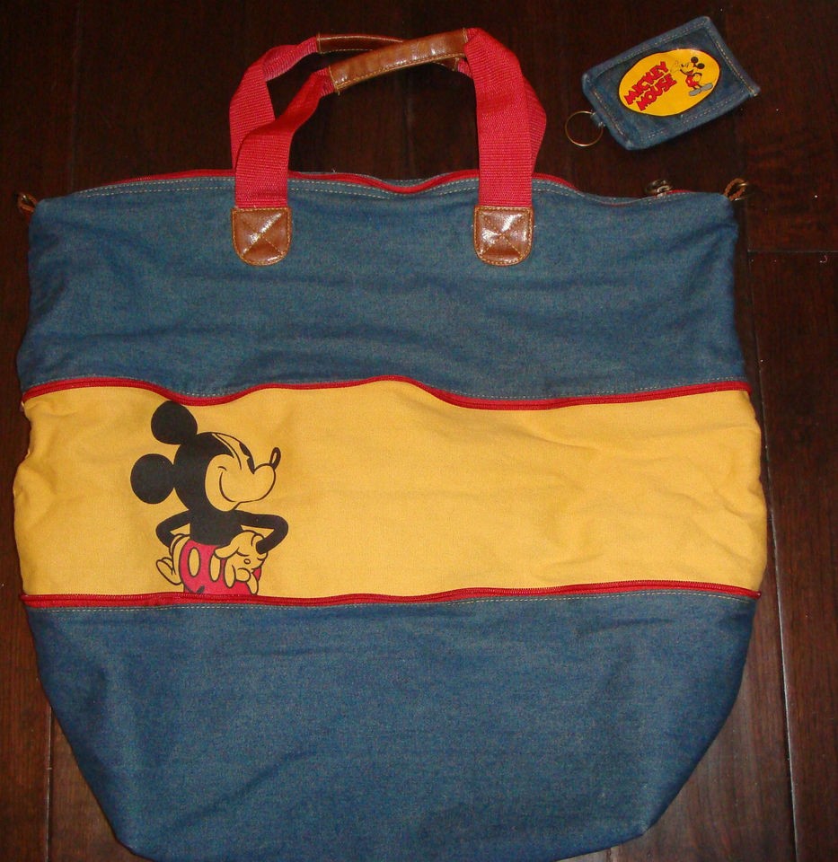 Disney Mickey Mouse Denim Adjustable Purse Tote Handbag Shopper