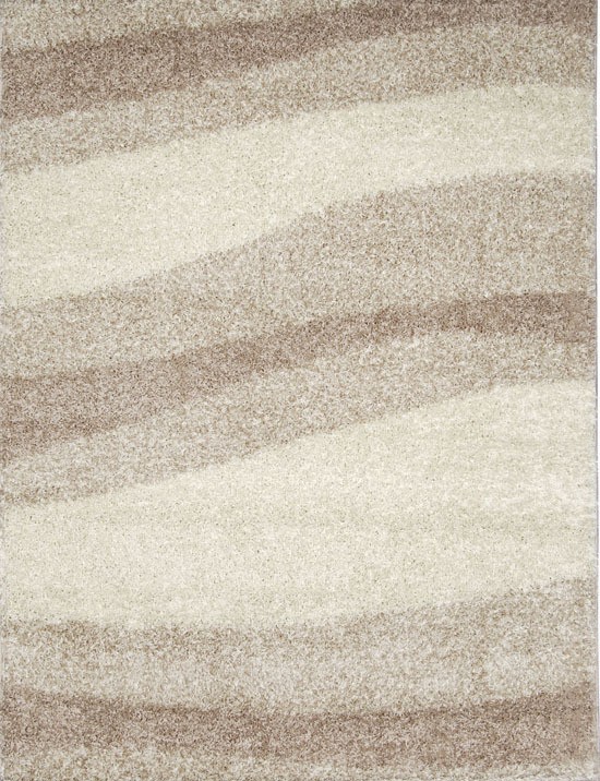   Ivory Beige 7x10 Area Rug Waves Shaggy Carpet   Actual 6 6 x 9 8
