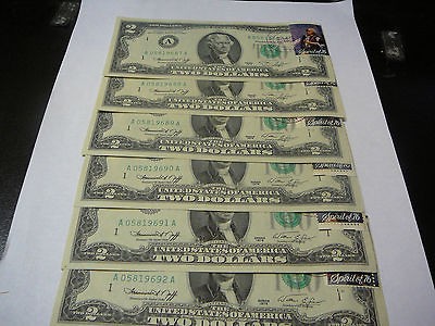 DOLLAR BILLS 6 CONSECUTIVE #S FIRST DAY ISSUE STAMP POST APRIL 13 