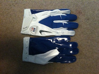 White/Blue Nike NFL Equipment Vapor Carbon Football Gloves Mens Size X 