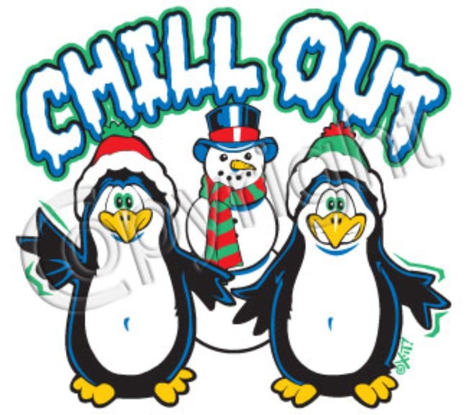 CHILL OUT Cool Happy Feet Pinguin Christmas Holidays Snow Funny Kids T 