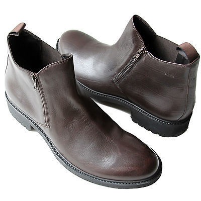 395 HUGO BOSS Black Italy Brown Ankle Zipper Dress Boots 12 45 