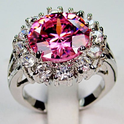 Jewelry gift New pink sapphire ladys white Gold GF Ring sz7/8/9 free 
