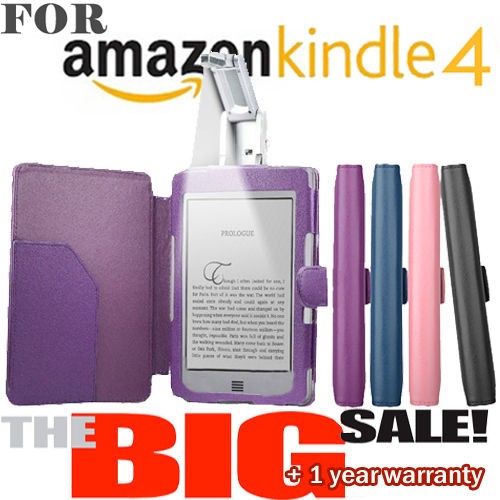Multicolor Leather Case Cover with LED Light for  Kindle 4 4th 