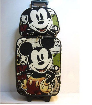   Mickey Mouse Trolley Travel Luggage Bag Roller Baggage 2PC KIT Gift