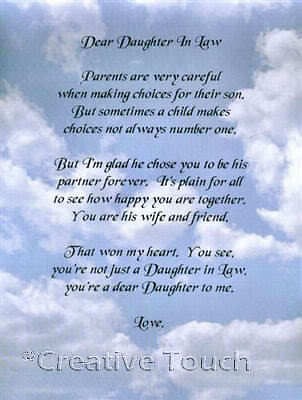 poem personalized print dear daughter in law marriage