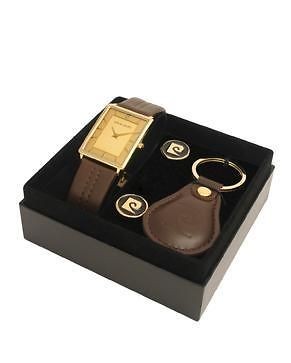 Pierre Cardin Mens Gold Plated Designer Watch Cuff Links & Key Fob 