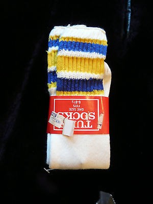   PAIR OF 1970 OR 80S OLD SCHOOL TUBE SOCKS STRIPED NEW OLD STOCK