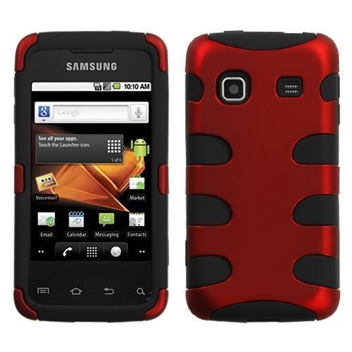   Red/Black Samsung Galaxy Prevail Precedent M820 Fishbone Case Cover