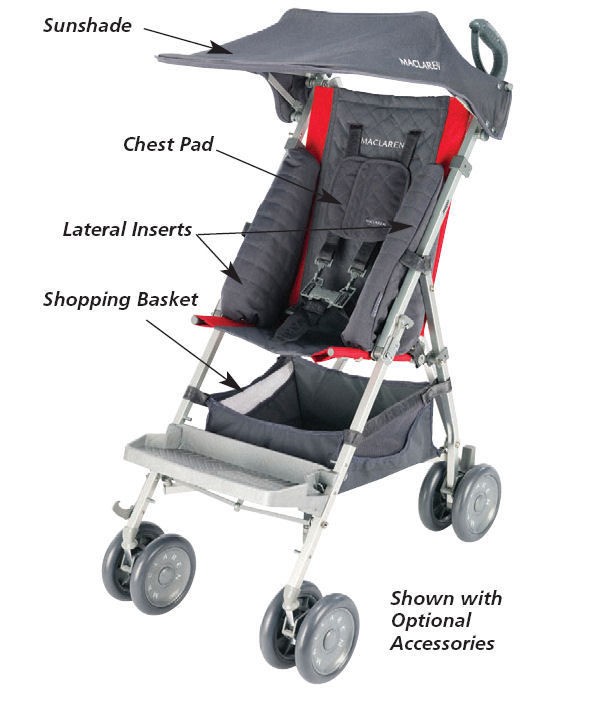 Maclaren Major Special Needs Push Chair Stroller NEW RED/CHARCOAL SAME 