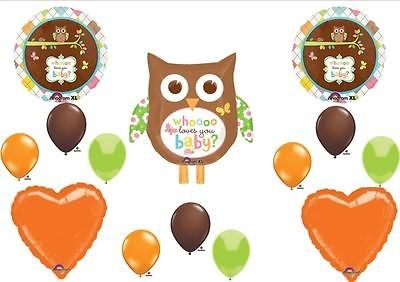 Whoo Loves You Owl Baby Shower Balloons Decorations Supplies ORANGE 