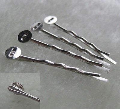 50 Silver Metal Bobby Hair Pin Clip w/Pad 7mm DIY craft baby clips 