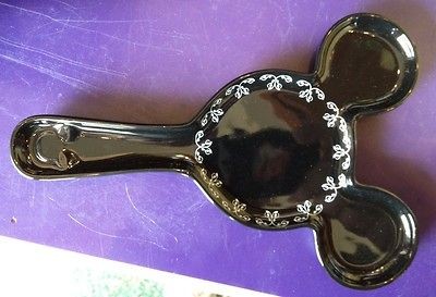 Disney Mickey Mouse Pattern Black Spoon Rest NEW