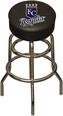 MLB Kansas City Royals Chrome Metal Bar Stool w/ Swivel Seat Game Room 