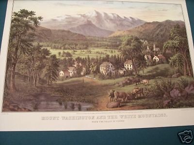 Currier & Ives Print   Mount Washington and the White Mountains 