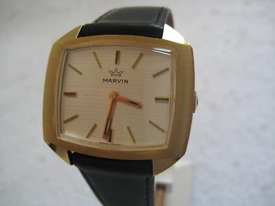 NOS NEW SWISS MADE MARVIN GOLD PLATED MENS WATCH 1960S