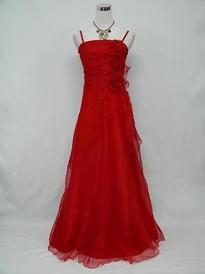   Plus Size Satin Red Long Lace Ball Gown Wedding/Evening Dress UK 26 28