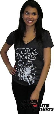 Licensed Star Wars Vintage Movie Poster Women Junior V Neck Shirt S XL