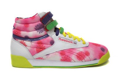 Reebok Freestyle Hi White/Geranium Shoes 710941 Womens US 7.5