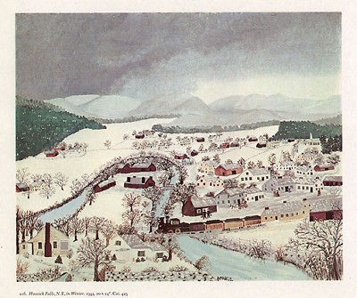 GRANDMA MOSES print Hoosick Falls NY in Winter