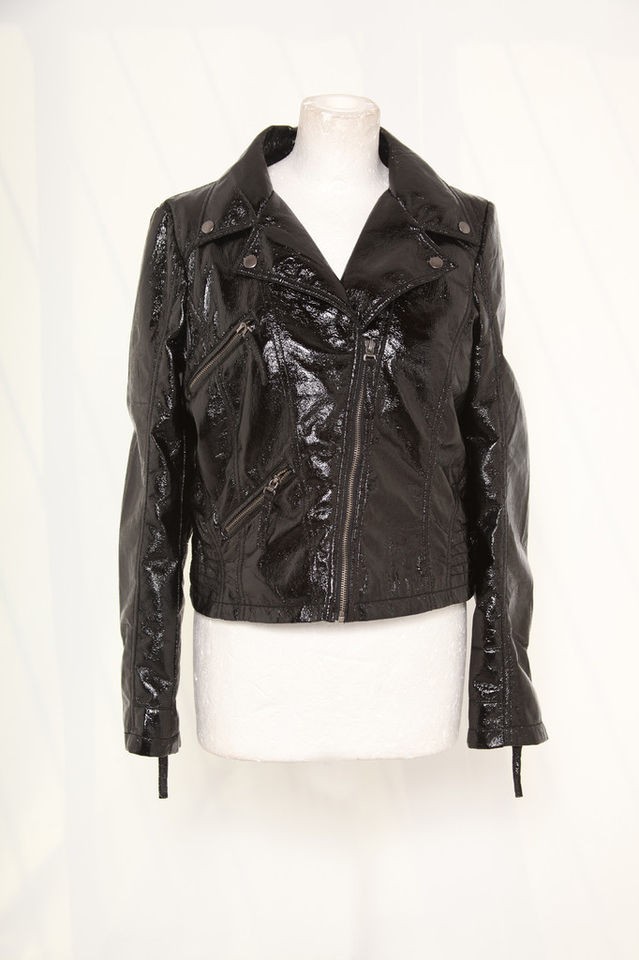 katharine hamnett pu leather black biker jacket punk