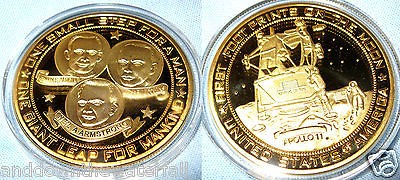 Moon Landing Gold Coin Apollo 11 Neil Armstrong Sci Fi Star Wars Trek 