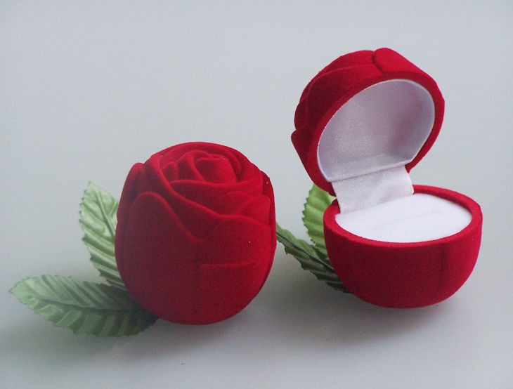luxury high quality velvet rose ring box fn02 red from