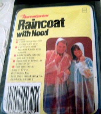 plastic hooded full length adult snap raincoat yellow