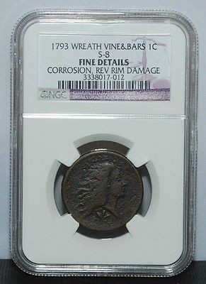 1793 wreath vine bars large cent s 8 ngc fine