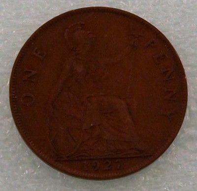 1927 u k great britain 1 penny one large cent