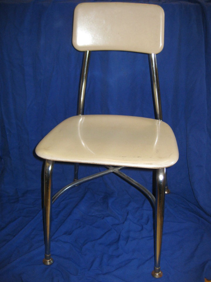 Heywood Wakefield Chair ~ Hey Woodite Chrome Student School Beige 