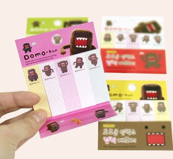 packs of domo kun mini size post it from south korea