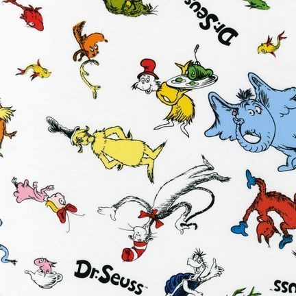 Color Characters FLANNEL, Celebrate Dr Seuss, Child White Cotton Baby 