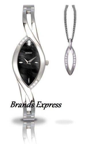 seksy sparkle ladies black dial watch 4405 pendant from united