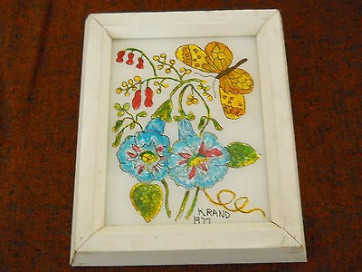VINTAGE REVERSE PAINTING WITH FOIL & GESSO ON GLASS, FRAMED 1931