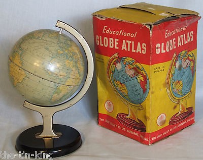 SUPER BOXED CHAD VALLEY TIN GLOBE OF THE WORLDNo 10174 C1950S